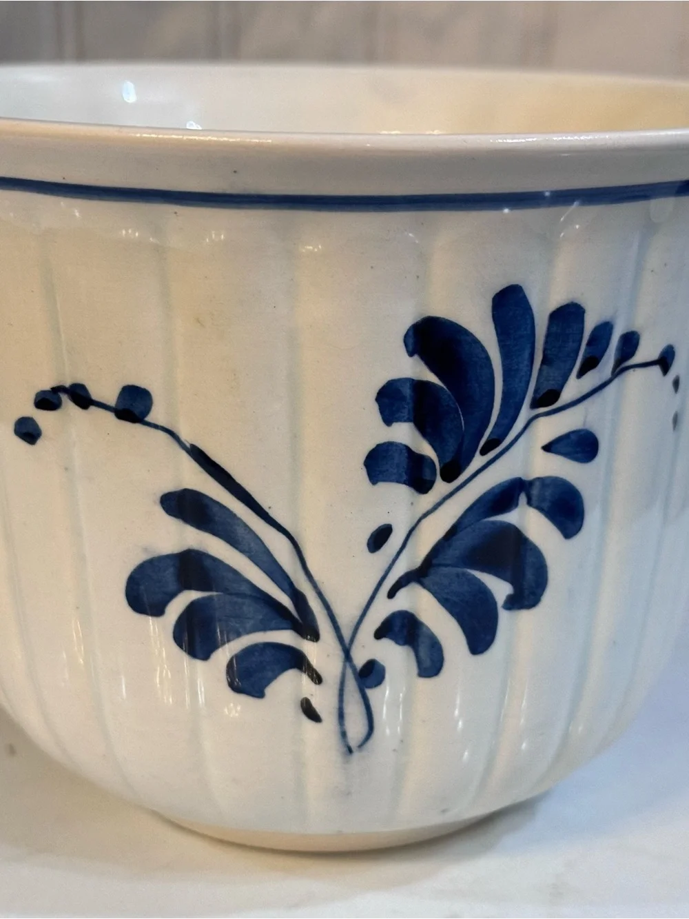 Vintage Delft Holland Blue Hand Painted Planter Floral Windmill Pottery